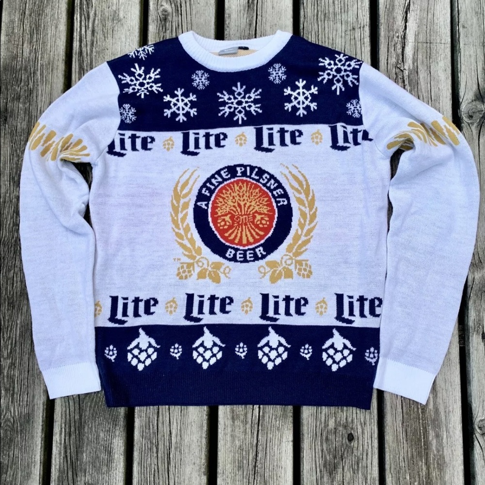 MILLER LITE HOLIDAY ugly CHRISTMAS SWEATER